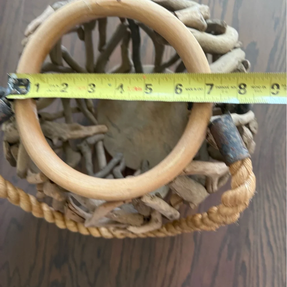 Driftwood Lantern Round Rustic Candle Coastal Design